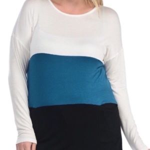 Bellini Plus Size Color Block Long Sleeve Tee 1X NWT